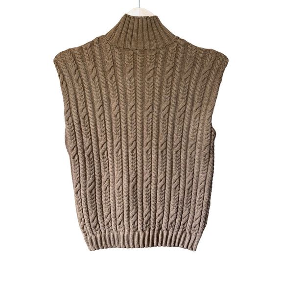 SOLD Sleeveless Cable Knit Vest Brown S gently used no visible signs of wear - Picture 7 of 12